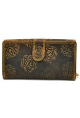 Hunters Leather Wallets - Hunters Leather Wallet with Embossed Roses