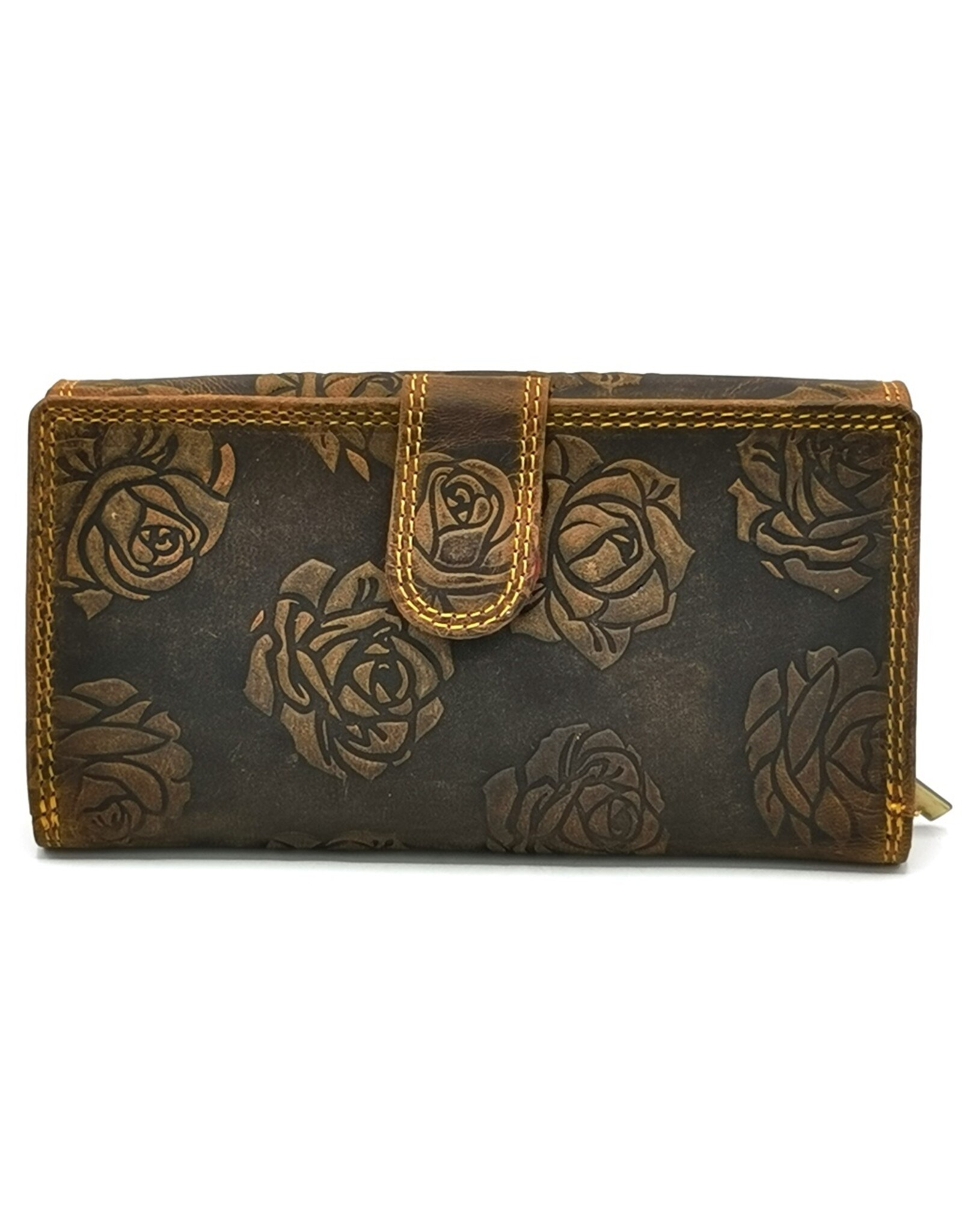 Hunters Leather Wallets - Hunters Leather Wallet with Embossed Roses