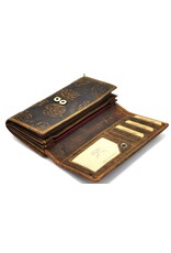 Hunters Leather Wallets - Hunters Leather Wallet with Embossed Roses