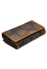 Hunters Leather Wallets - Hunters Leather Wallet with Embossed Roses