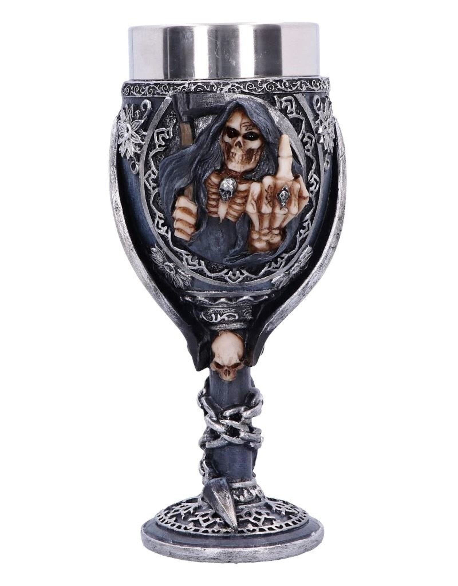 NemesisNow Drinkware - Curse  Goblet Skeleton with Middle Finger