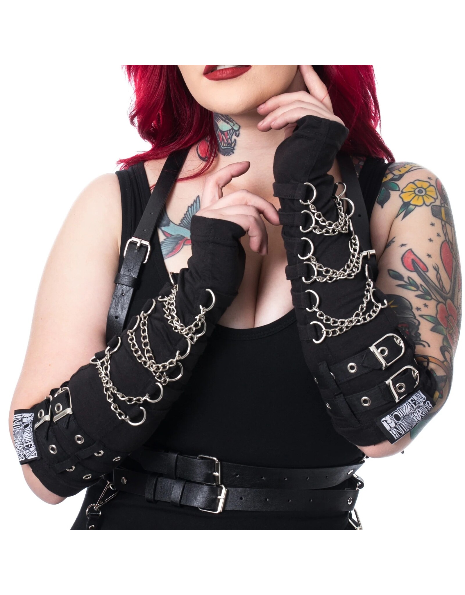 Poizen Industries Gothic en Steampunk accessoires - Poizen Industries Armwarmers met kettingen