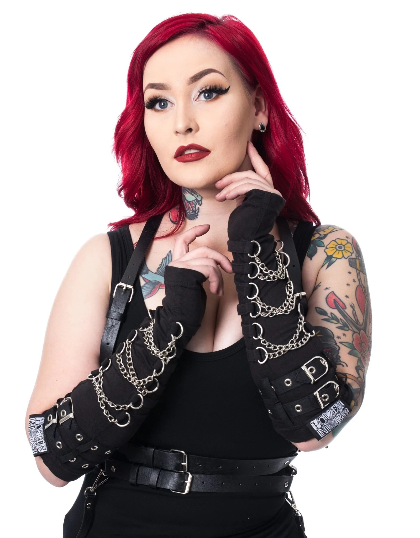 Poizen Industries Gothic en Steampunk accessoires - Poizen Industries Armwarmers met kettingen