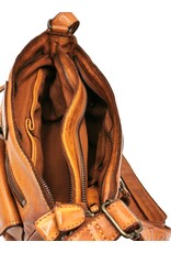 HillBurry Leather Shoulder bags  leather crossbody bags - HillBurry Shoulder Bag with multiple pockets washed leather cognac