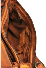 HillBurry Leren schoudertassen Leren crossbody tassen - HillBurry Schoudertas met meerdere vakken gewassen leer cognac