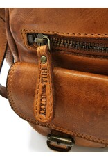 HillBurry Leren schoudertassen Leren crossbody tassen - HillBurry Schoudertas met meerdere vakken gewassen leer cognac