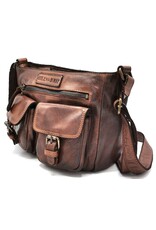 HillBurry Leather Shoulder bags  leather crossbody bags - HillBurry Leather Shoulder Bag with Multiple Pockets Washed Leather Brown