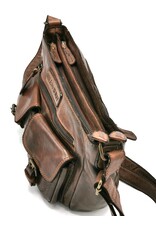 HillBurry Leather Shoulder bags  leather crossbody bags - HillBurry Leather Shoulder Bag with Multiple Pockets Washed Leather Brown