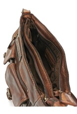 HillBurry Leather Shoulder bags  leather crossbody bags - HillBurry Leather Shoulder Bag with Multiple Pockets Washed Leather Brown