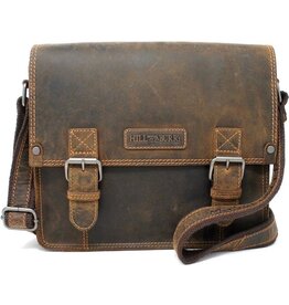 HillBurry HillBurry Leather school bag "vintage" Dark tan (large)