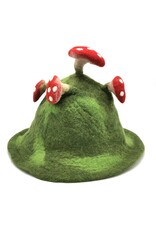 Trukado Miscellaneous - Vilten hoed "Paddenstoel Vliegenzwam" groen-rood