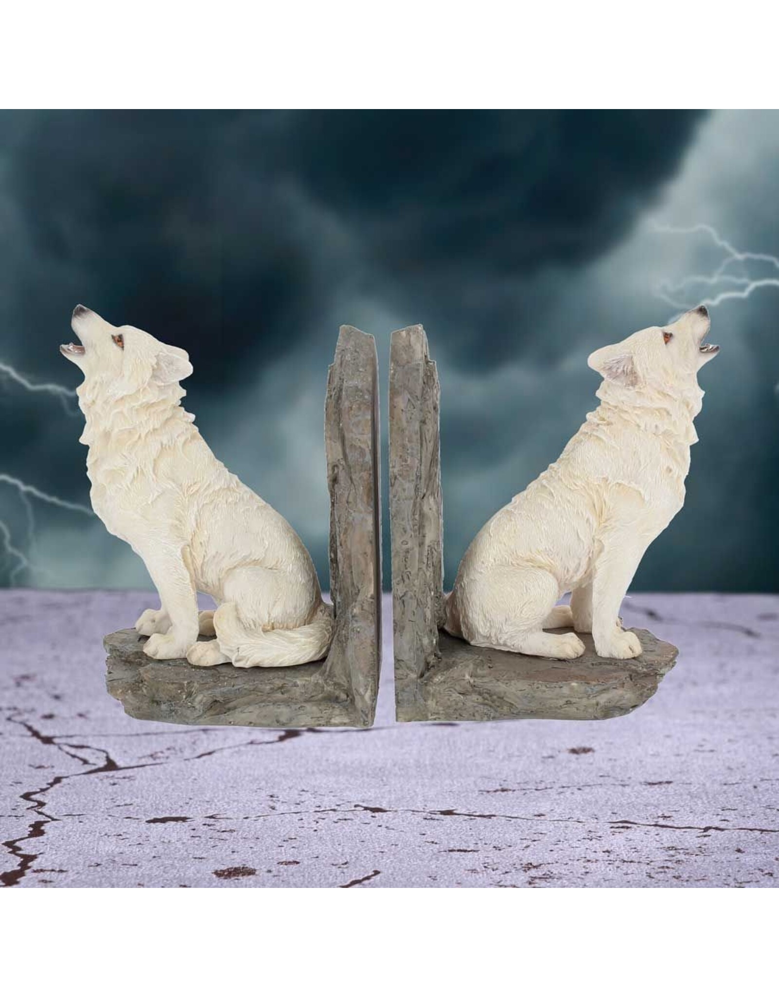 Willow Hall Giftware & Lifestyle - Wardens of the North White Wolf Bookends