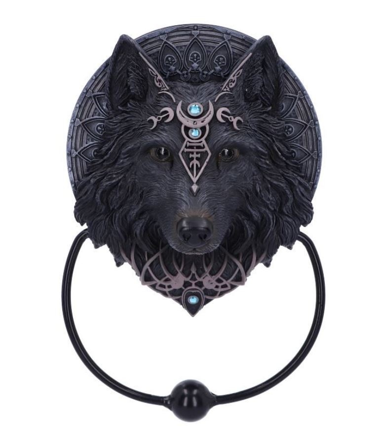 Battente Per Porta Nemesis Now Wolf Moon - In Resina Nera, 20.5 Cm, Con Occhi Brillanti - Foto 2