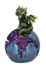 Alator Giftware & Lifestyle - Geode Guard Green Dragon on Crystal Sphere  LED