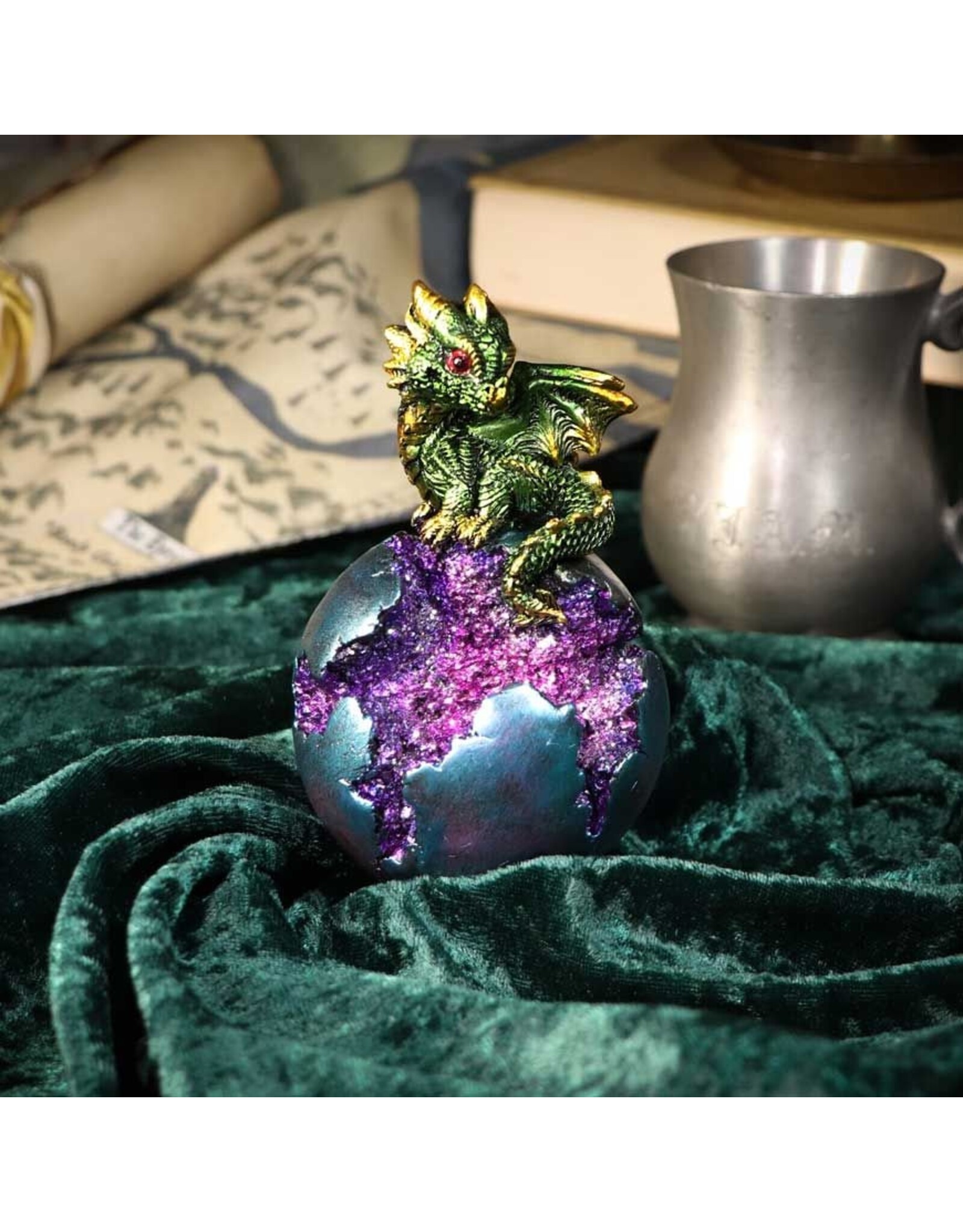 Alator Giftware & Lifestyle - Geode Guard Green Dragon on Crystal Sphere  LED