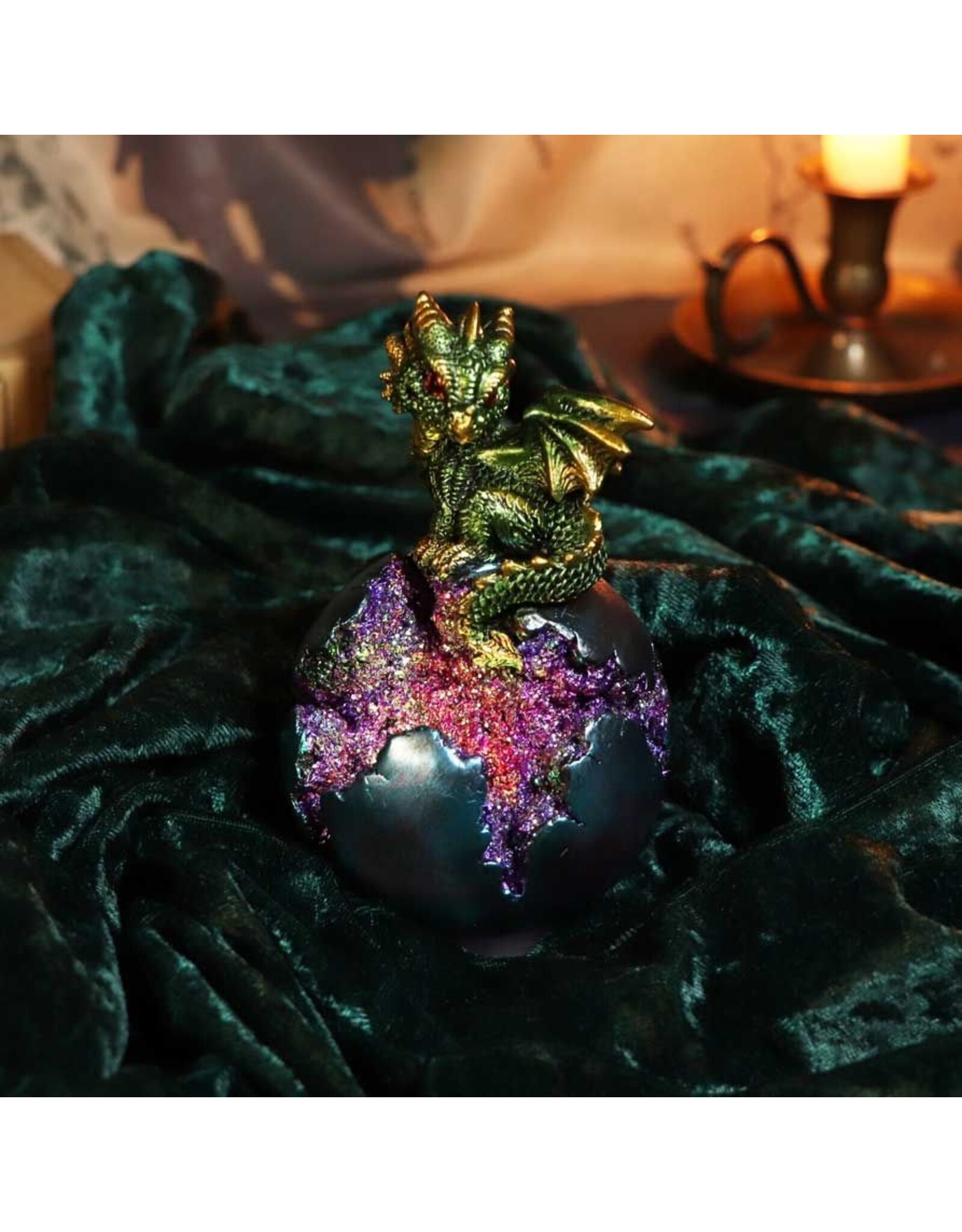 Alator Giftware & Lifestyle - Geode Guard Green Dragon on Crystal Sphere  LED