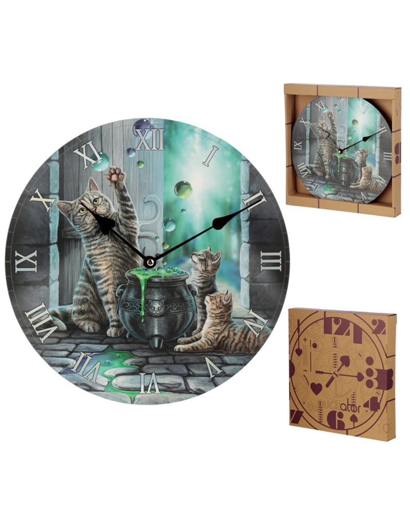 NemesisNow Giftware and Collectables - Wall clock Cats and Bubbly Kettle Hubble Bubble Lisa Parker