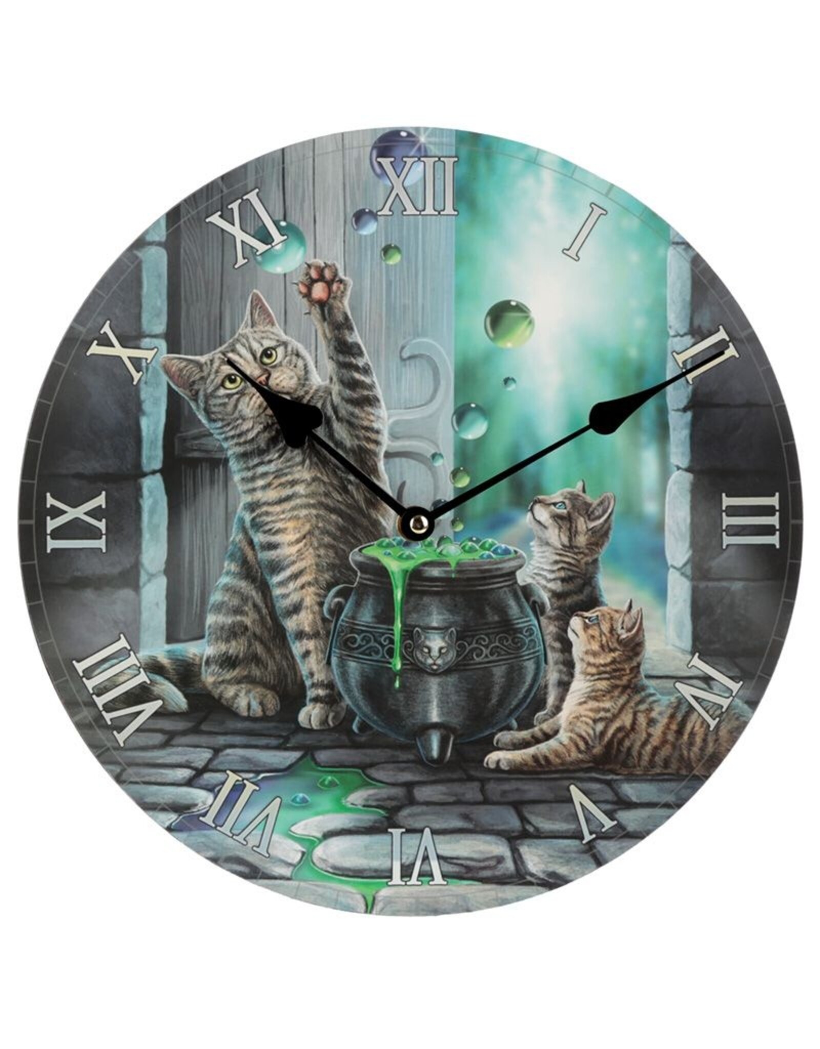 NemesisNow Giftware and Collectables - Wall clock Cats and Bubbly Kettle Hubble Bubble Lisa Parker