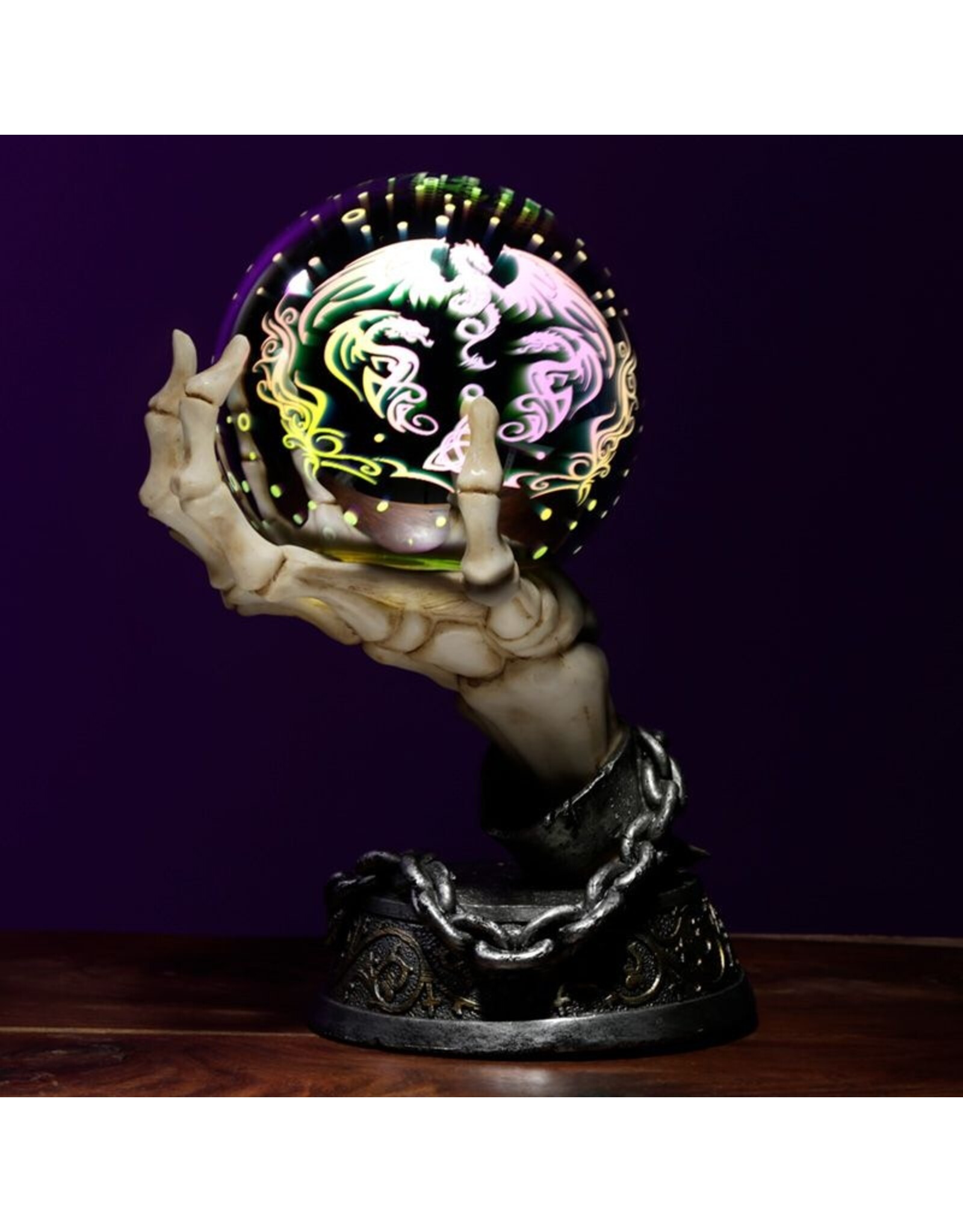 Puckator Giftware & Lifestyle - Skeleton Hand LED Metallic Sphere Home Decoration