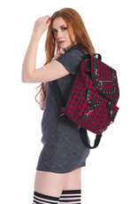 Banned Backpacks - Banned Yamy Tartan Backpack red-black