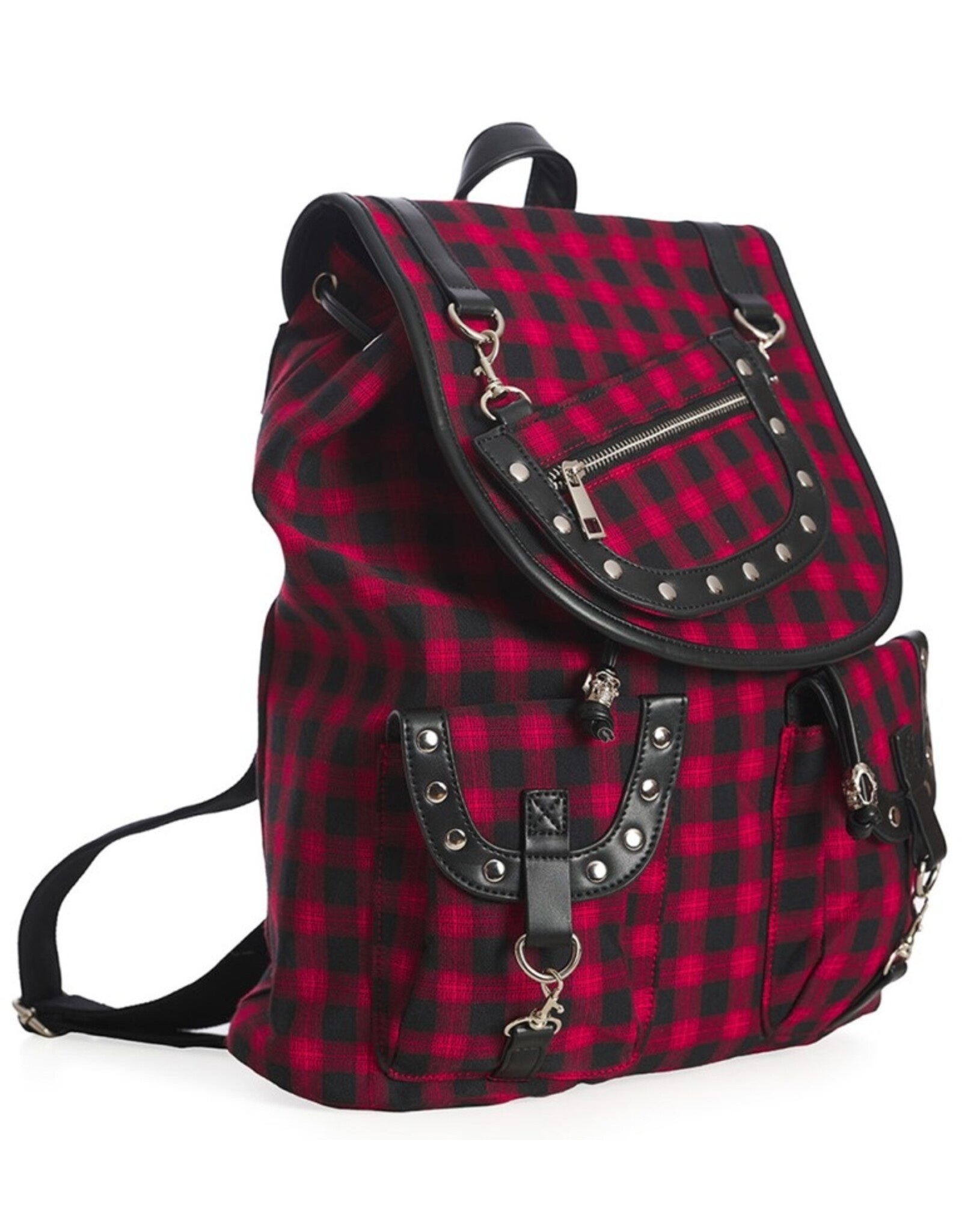 Banned Backpacks - Banned Yamy Tartan Backpack red-black