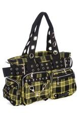 Banned Gothic bags Steampunk bags - Banned Camdyn Tartan Handbag Yellow