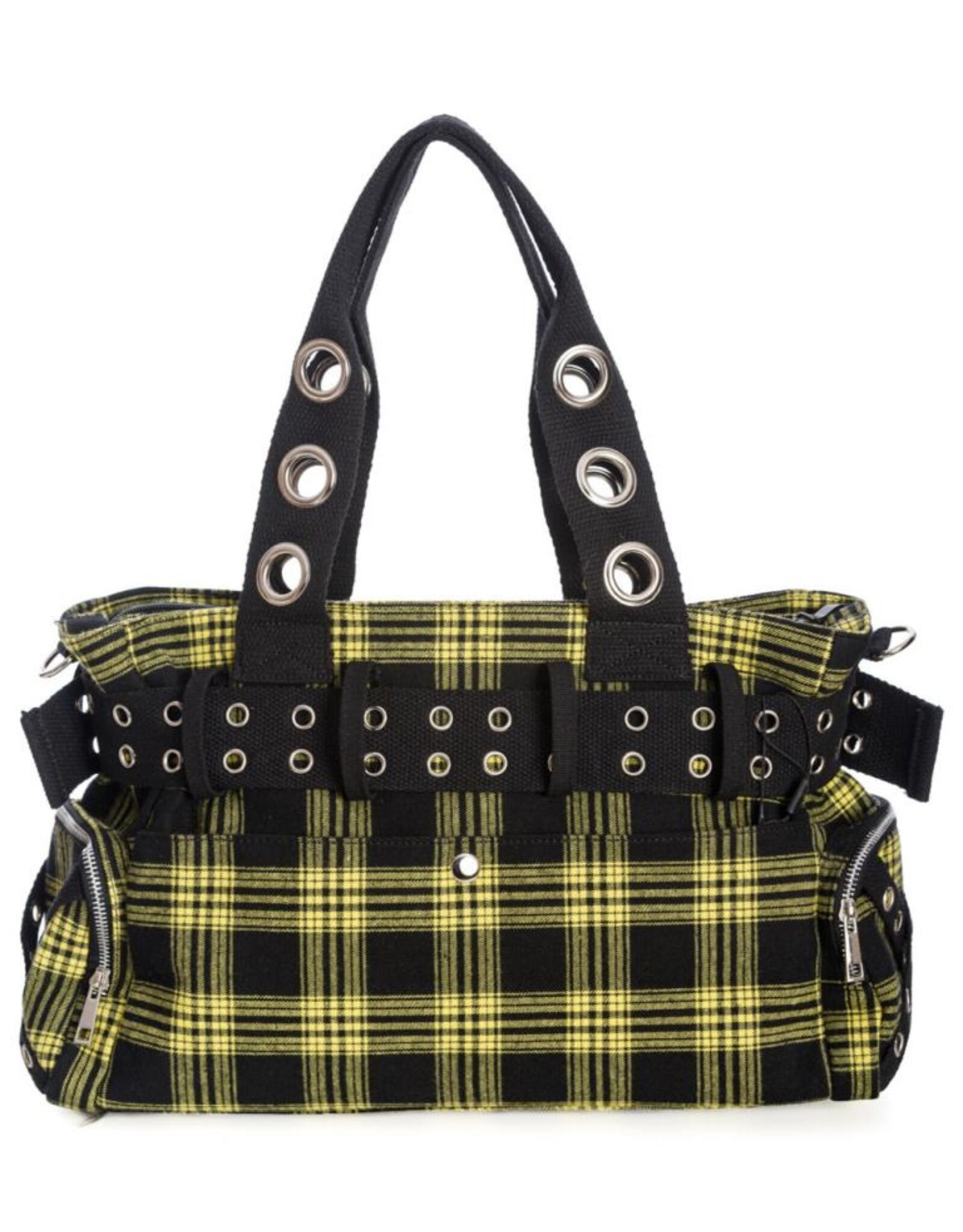 Banned Gothic bags Steampunk bags - Banned Camdyn Tartan Handbag Yellow