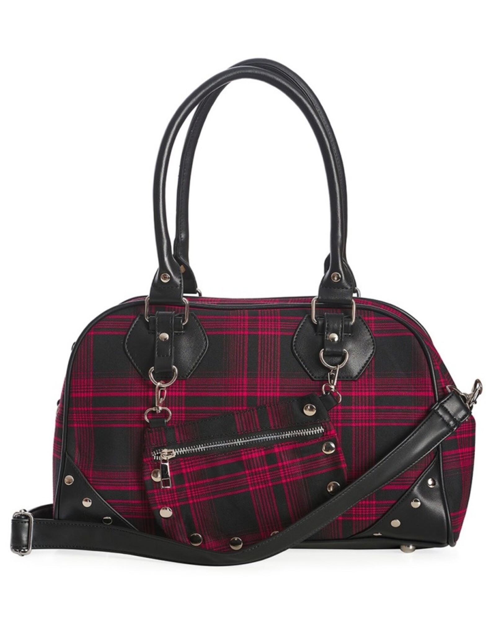 Banned Gothic bags Steampunk bags - Banned Warren Plaid Handbag red-black