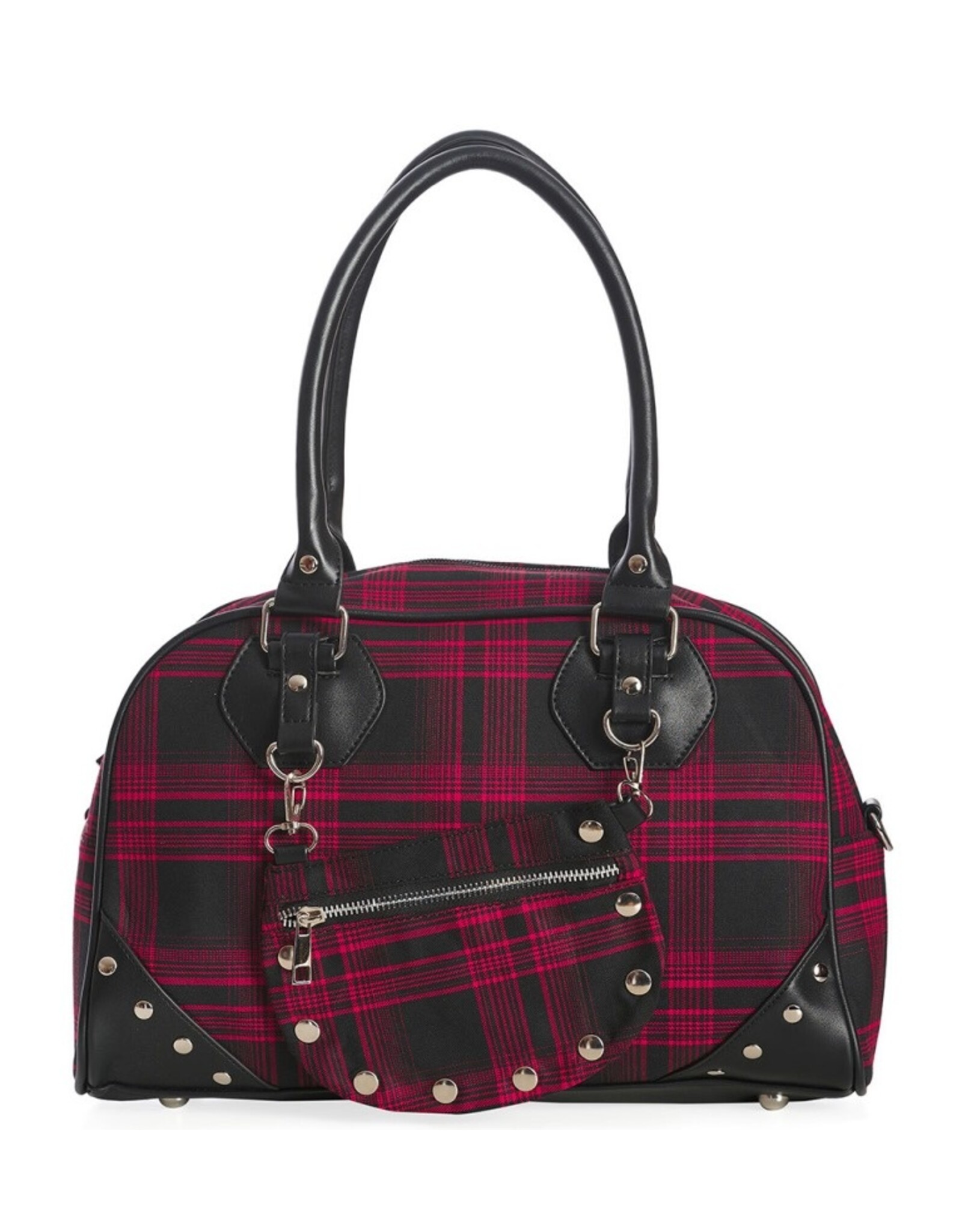 Banned Gothic bags Steampunk bags - Banned Warren Plaid Handbag red-black