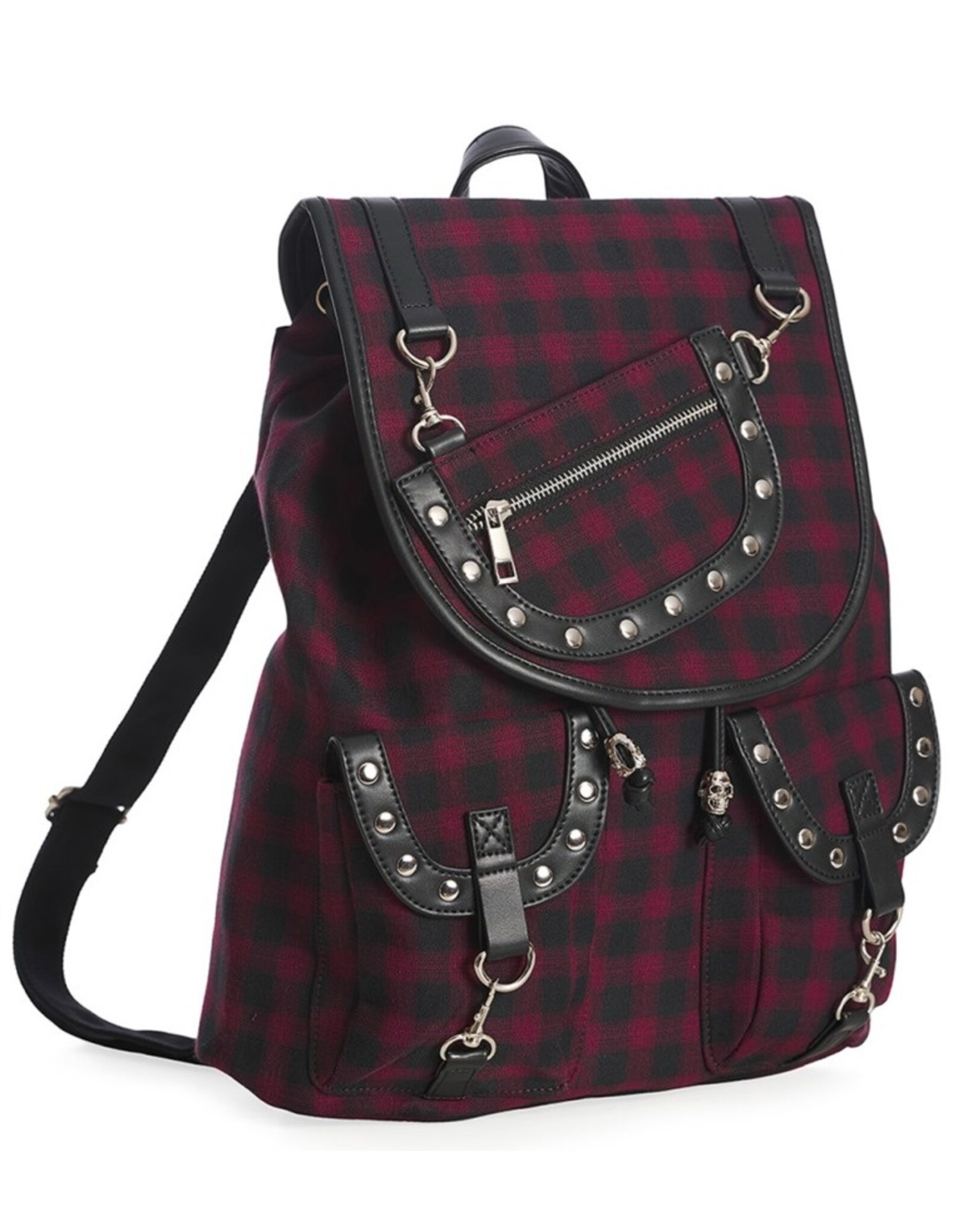 Banned Rugzakken - Banned Yamy Tartan rugzak burgundy