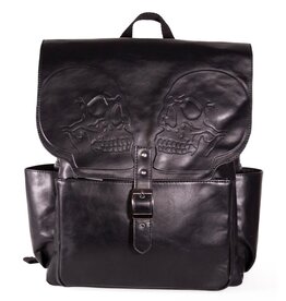 Banned Banned Fire Armour Embossed Twin Skull Backpack