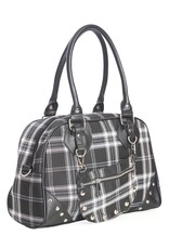 Banned Gothic bags Steampunk bags - Banned Warren Plaid Handbag black-grey