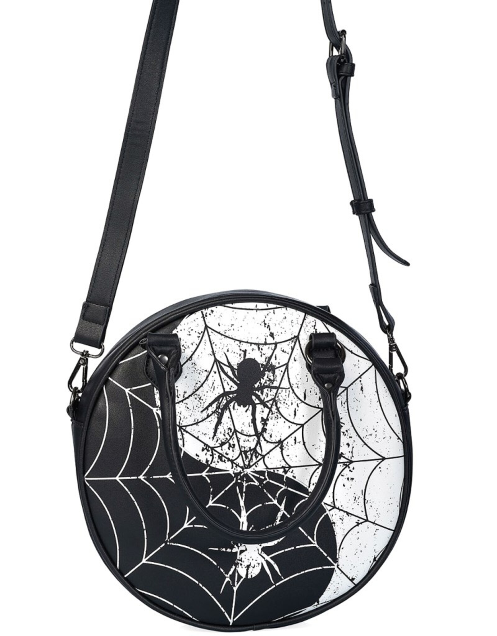 Banned Gothic bags Steampunk bags - Banned Yin Yang Master Round Gothic bag with spider