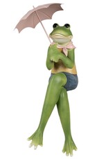 Trukado Giftware Figurines Collectables - Frog with  Pink Umbrella sitting figurine 42cm