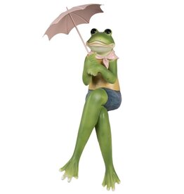 Trukado Frog with  Pink Umbrella sitting figurine 42cm