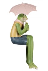 Trukado Giftware Figurines Collectables - Frog with  Pink Umbrella sitting figurine 42cm