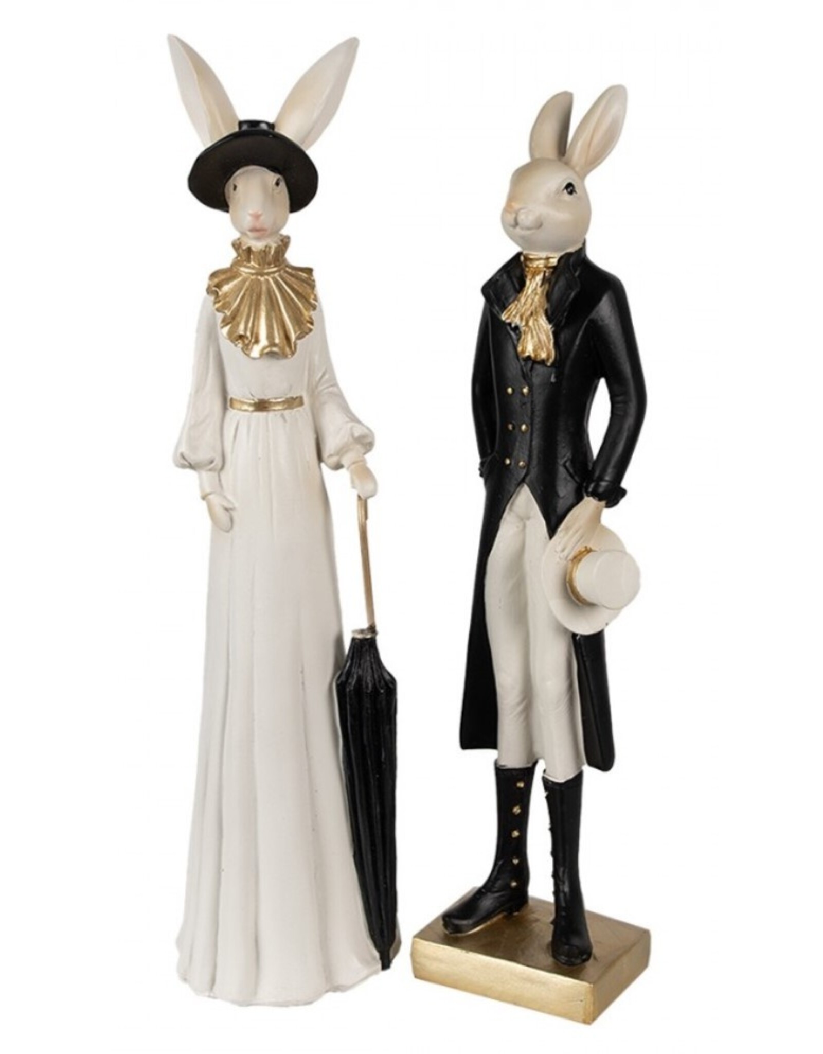 C&E Giftware Figurines Collectables - RabbitLady with Black Hat and Umbrella 37cm