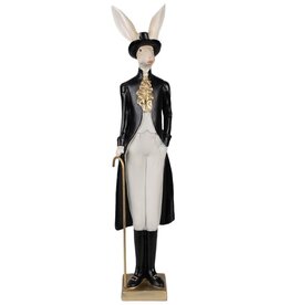 Trukado Rabbit Gentlemen in Black Coat with Walking Stick 40cm