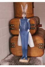 C&E Giftware & Lifestyle - Haas in Blauwe Victoriaanse kleding beeldje 44cm