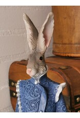 C&E Giftware & Lifestyle - Hare in blue Victorian dress figurine 44cm