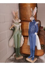 C&E Giftware & Lifestyle - Hare in blue Victorian dress figurine 44cm