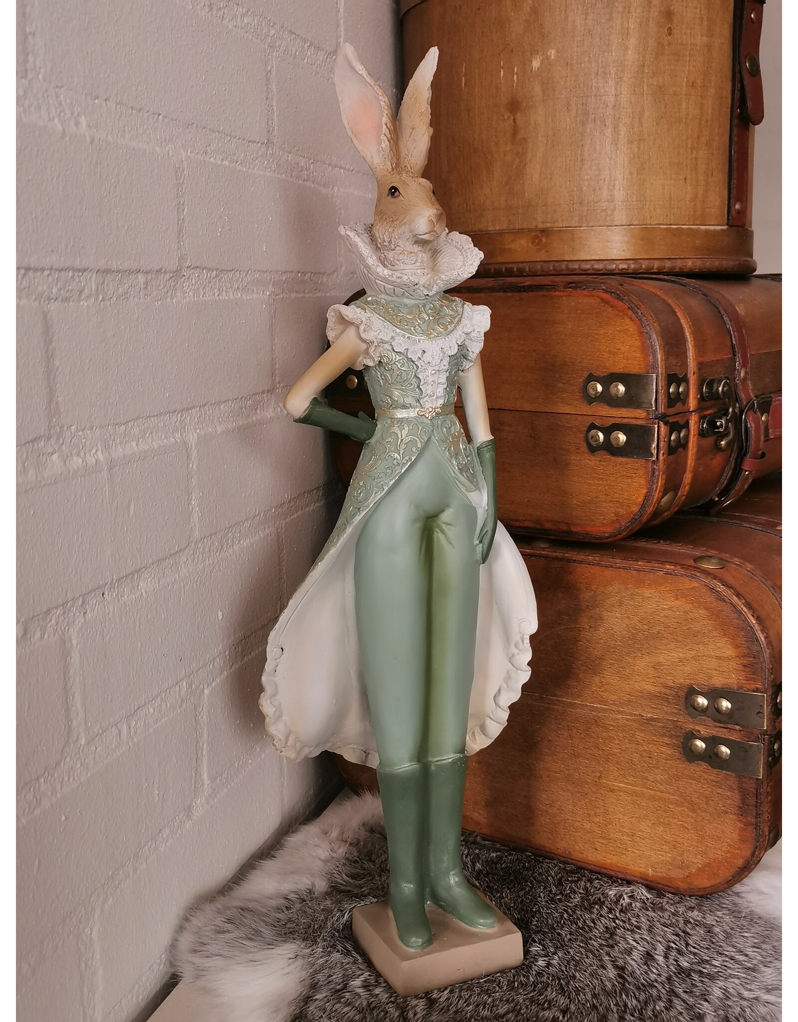 Trukado Giftware Figurines Collectables - Rabbit in Green Victorian Dress 44cm