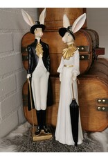 C&E Giftware Beelden Collectables - Konijn Dame met Zwarte Hoed en Paraplu 37cm