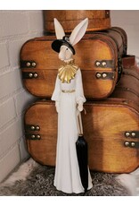 C&E Giftware Beelden Collectables - Konijn Dame met Zwarte Hoed en Paraplu 37cm