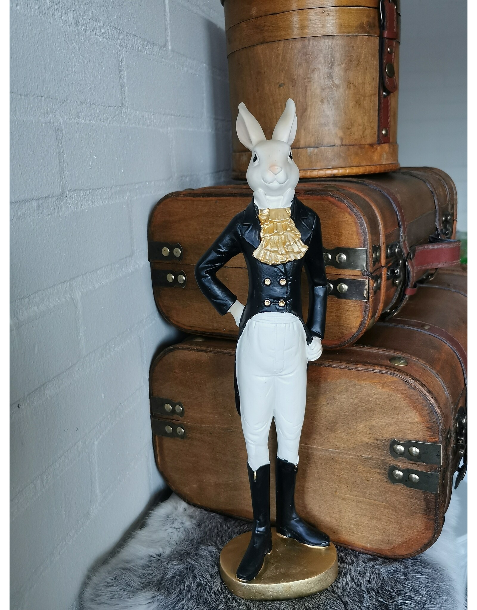 C&E Giftware Figurines Collectables - Rabbit in Smoking, Riding Boots and White Trousers