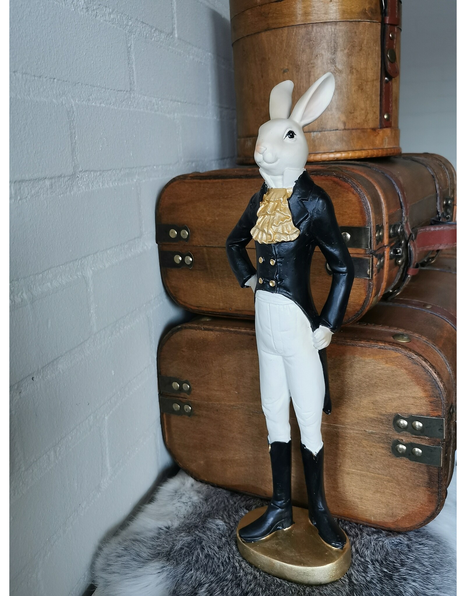 C&E Giftware Figurines Collectables - Rabbit in Smoking, Riding Boots and White Trousers