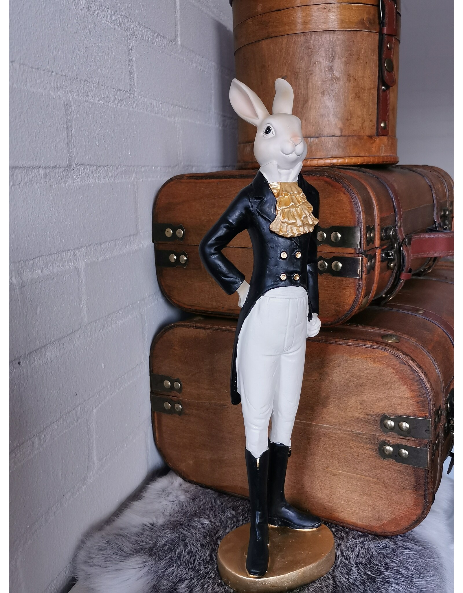 C&E Giftware Figurines Collectables - Rabbit in Smoking, Riding Boots and White Trousers