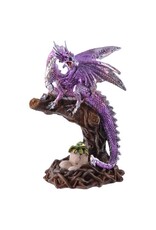 VG Giftware & Lifestyle - Dragon sitting on tree with baby dragon - set of 2 green/purple