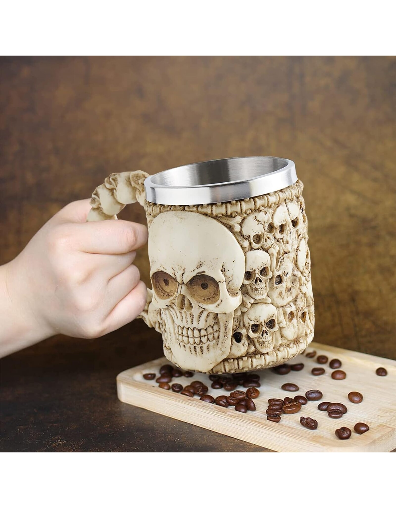 Dark Desire Drinkware - Mok met schedels - 3D - met RVS inzetstuk