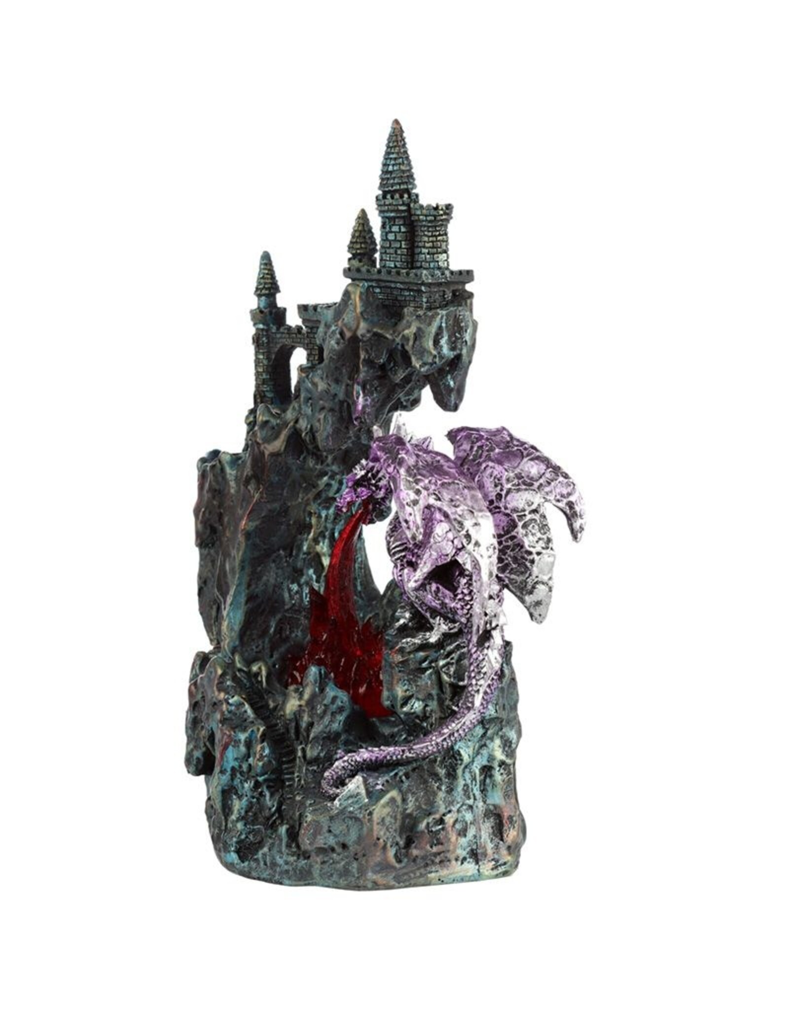 Trukado Giftware & Lifestyle - Dark Legends Dragon with Fire Breath LED Cliff Castle